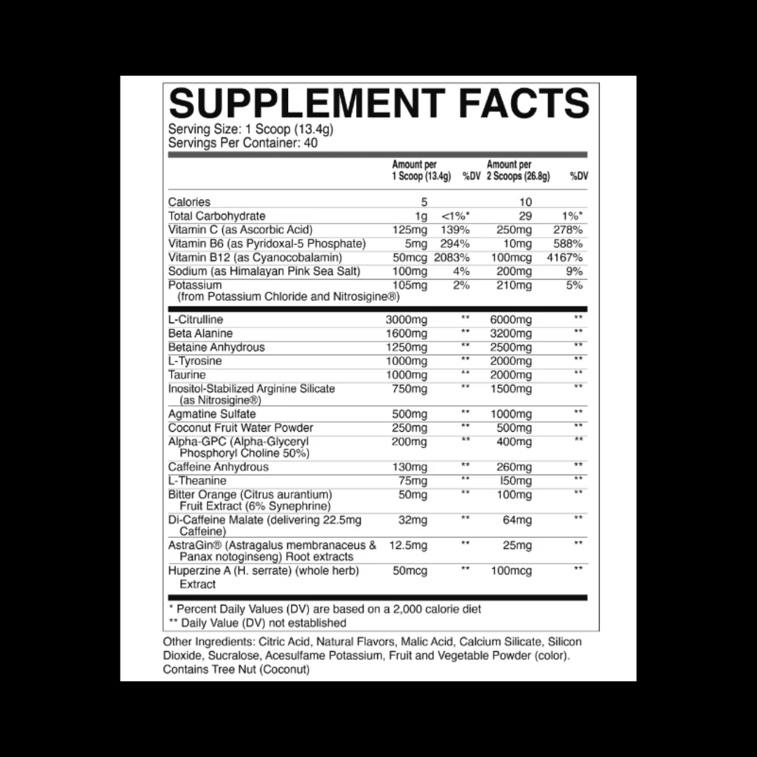 RAW THAVAGE PRE-WORKOUT 40/20 SERV